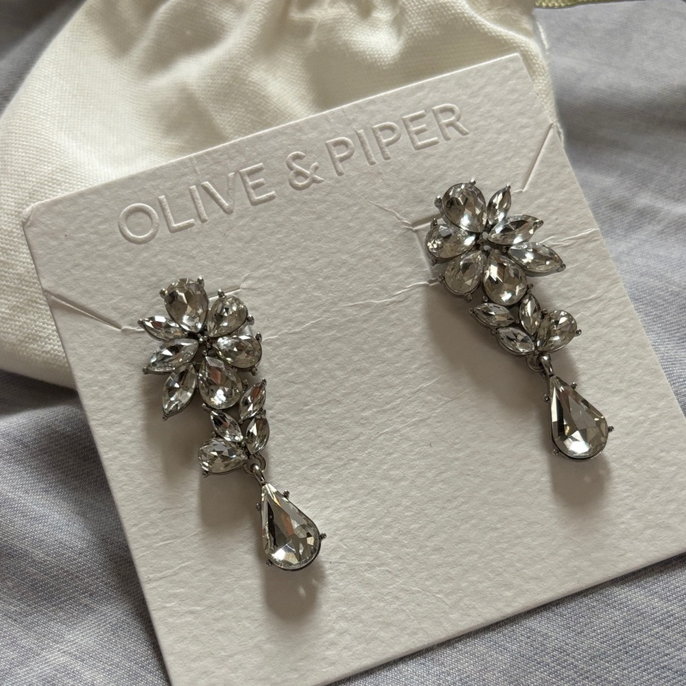 Chic Silver Floral Drop Earrings